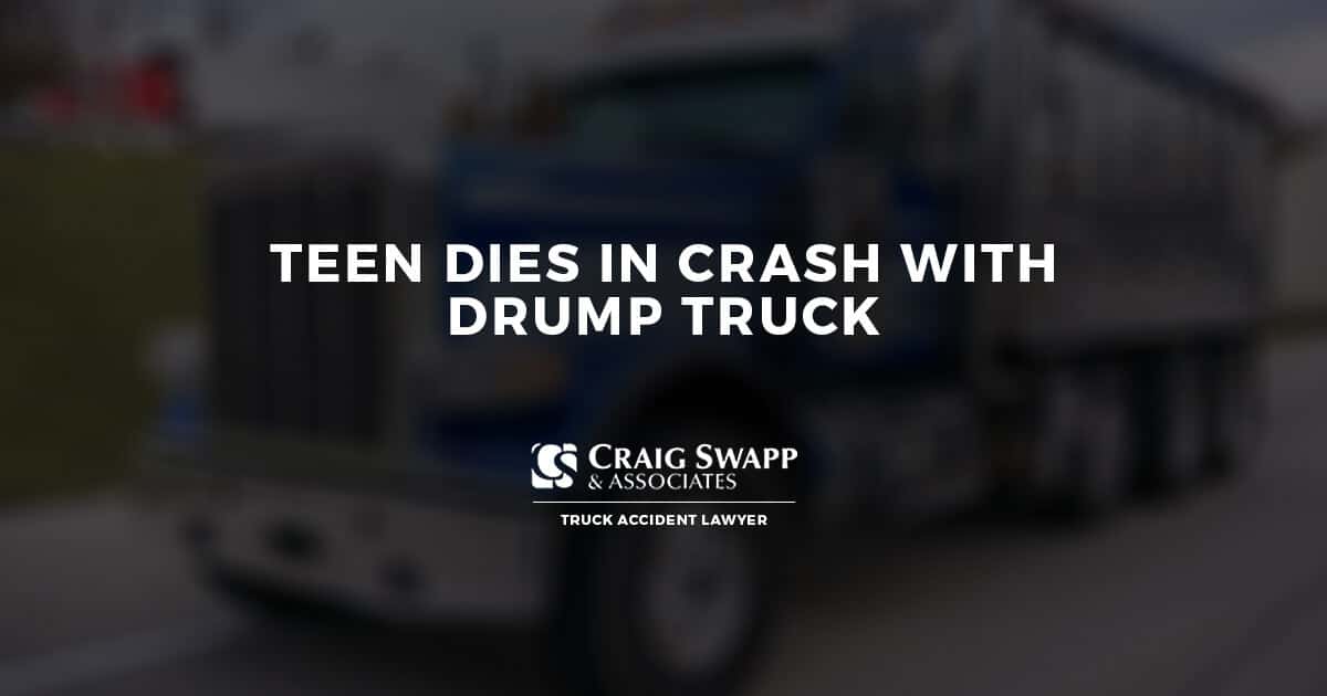 Teen Dies in Crash with Dump Truck